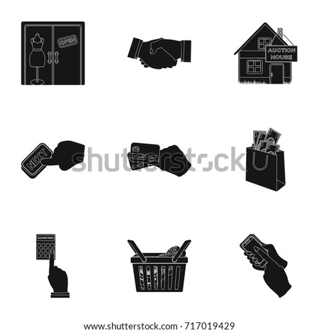 Credit, card, money, bargain, calculator, auction, shop.E- commerce set collection icons in black style vector symbol stock illustration web.