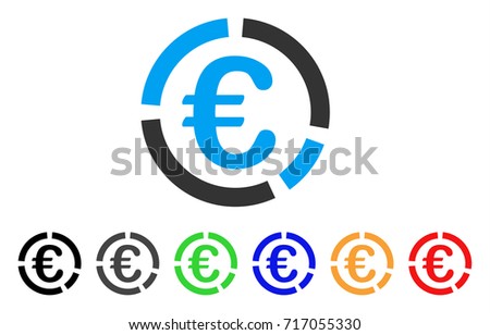 Euro Financial Diagram icon. Vector illustration style is a flat iconic euro financial diagram symbol with black, gray, green, blue, red, orange color versions.