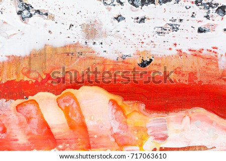 Abstract background. Red and white collors in oil painting. High resolution photo