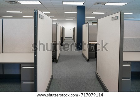 cubicles inside office building, place of work Royalty-Free Stock Photo #717079114