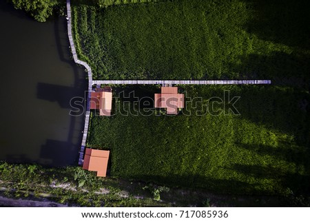 High angle view accommodation, resort, accommodation in rice Thailand