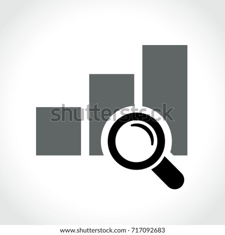 Illustration of graph with magnifying glass icon on white background