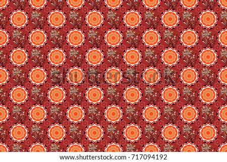 Vintage raster floral seamless pattern in red, orange and pink colors.