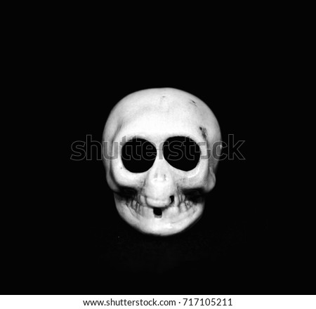 Shadow of human skull on black background
