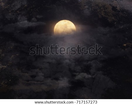 Abstract night sky with full moon for halloween background.