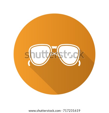 Sunglasses flat design long shadow glyph icon. Aviators. Raster silhouette illustration
