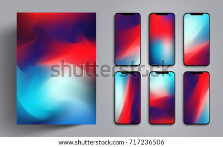 Wallpaper for smartphone or tablet for a background or cover with colorful soft waves or mountains. Modern progressive design template. Vector illustration. EPS 10