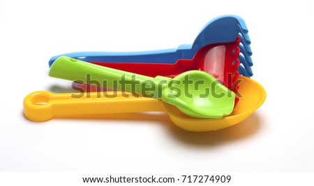 colored plastic toys for the sandbox on a white background/toys for the sandbox/isolated objects