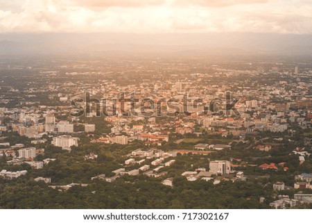 High angle view of city  in chiang mai thailand 