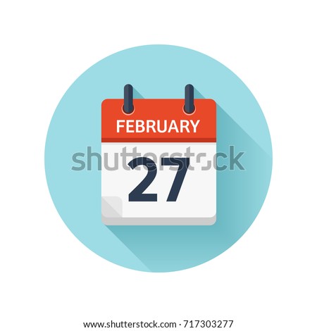 February 27. Vector flat daily calendar icon. Date and time, day, month 2018. Holiday. Season.