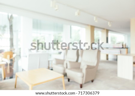 Abstract blur living area in hotel lobby interior for background