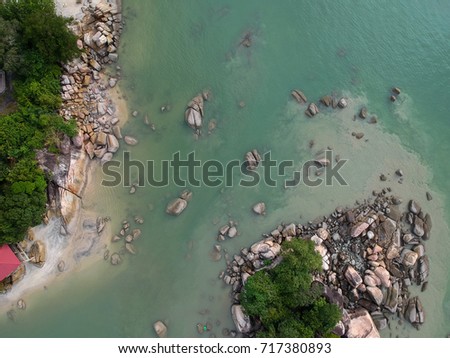 Aerial view of Rock Island in Batu Feringghi Penang