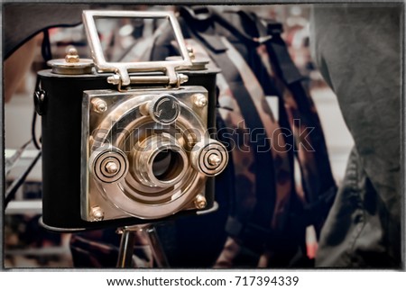 Antique, Classic and Traditional Camera on Display with Blurred Background