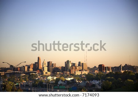 Cincinnati, Ohio skyline, looking north at the city from Kentucky