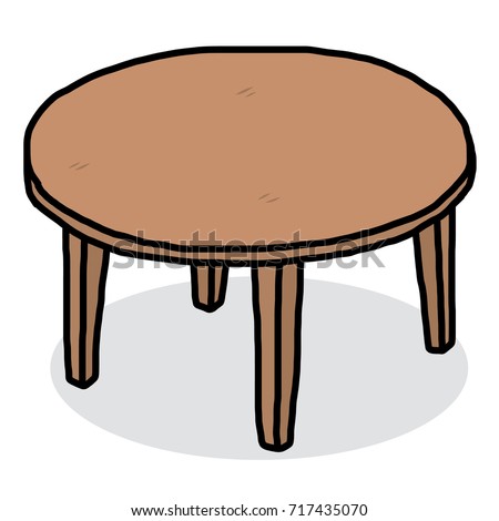round wooden table / cartoon vector and illustration, hand drawn style, isolated on white background.
