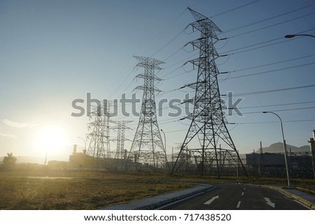 High voltage power transmission towers