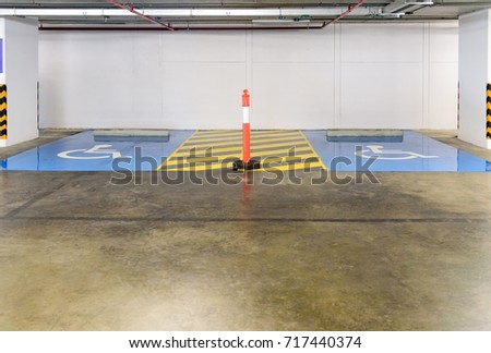 Handicap parking areas reserved for disabled people , Empty space