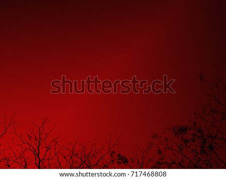 Black tree Red background for Halloween scratched grunge background with space for your text or picture. Obsolete scary distressed texture