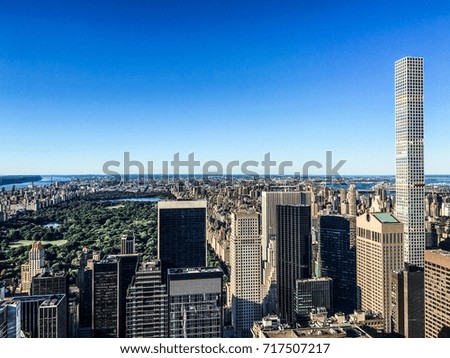 New York skyline panorama. Aerial view of Manhattan in New York city, USA.