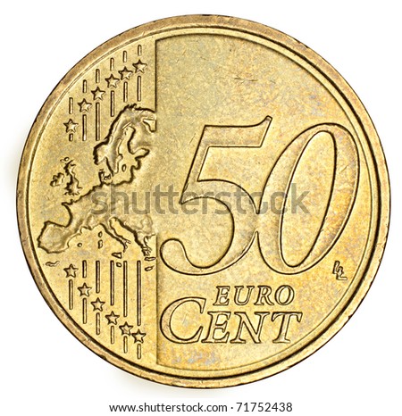 Fifty euro cent on white background Royalty-Free Stock Photo #71752438