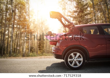 autumn car on road 