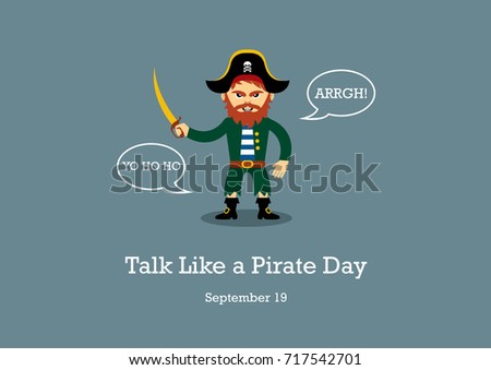 Talk Like a Pirate Day. Pirate cartoon character. Pirate illustration
