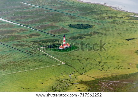 Germany - Panorama frome above - Northsea, coast, with the City of Buesum and St. Peter-Ording