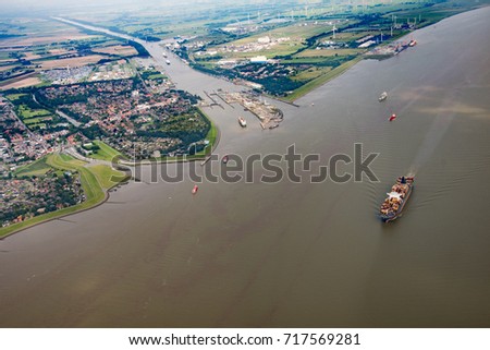 The River Elbe with the Kiel-Canal, the City of Glueckstadt and the west coast of the northsea