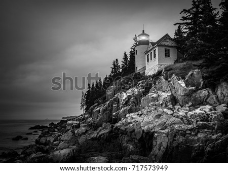 Bass Harbor Head Lighthouse in Maine Royalty-Free Stock Photo #717573949