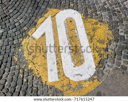 Number ten, painted on asphalt,Turkey