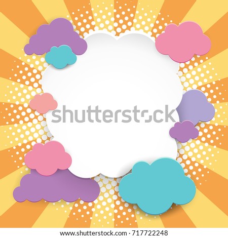 Border design with colorful clouds illustration