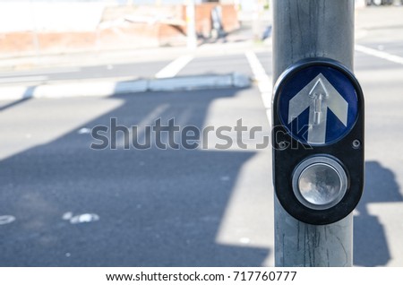 Pedestrian crossing control button Australia.