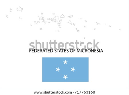 Map and National flag of Federated States of Micronesia.
