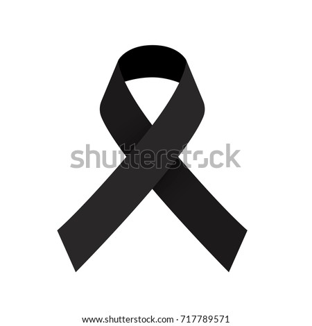 Black ribbon mourning sign, Vector illustration and Jpeg clipping paths included.