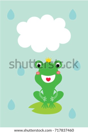 cute prince frog message greeting card vector