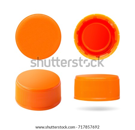 Plastic bottle cap isolated on white background. Group of beverage lid for your design. Clipping paths object. Royalty-Free Stock Photo #717857692