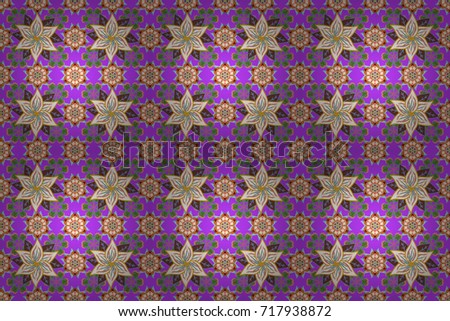 Seamless pattern with floral motif. Seamless floral pattern with violet, neutral and green flowers, watercolor. Raster flower illustration.