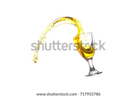 Water splash with glass on white background