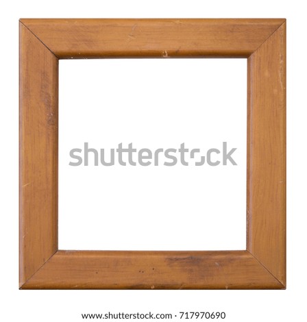 Wood vintage picture and photo frame isolated on white background