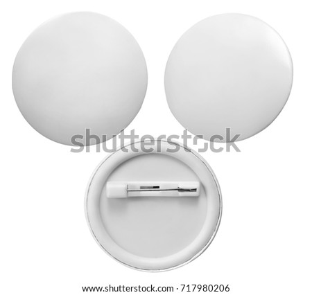 Blank white badge isolated on white background Royalty-Free Stock Photo #717980206