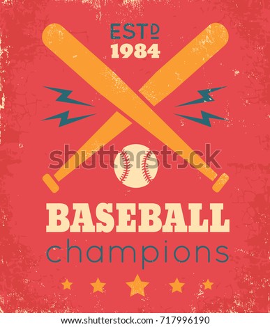 Vector vintage poster for baseball on grunge background. Retro poster for baseball.