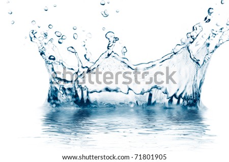 macro photo of a water splash isolated on white Royalty-Free Stock Photo #71801905