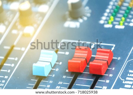 Control buttons for electronic sound of audio mixer.