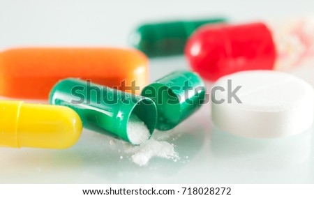 Medical tablet close-up on a white background