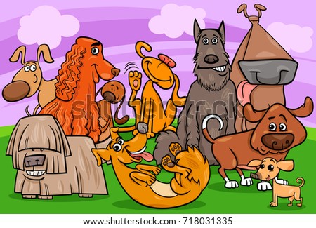 Cartoon Vector Illustration of Cute Dogs Animal Characters Group