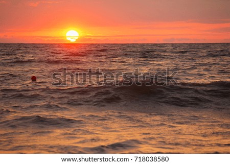 Summer sun set sea.