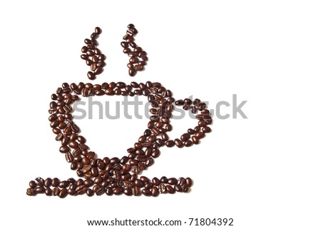 Cup of coffee from coffee beans