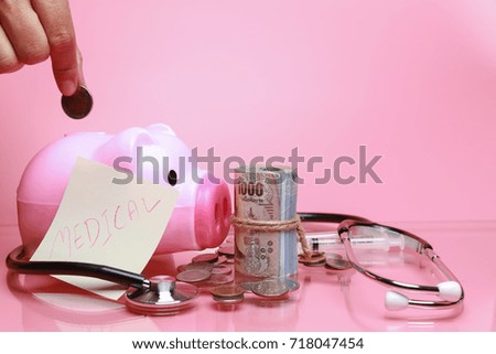 Pink piggy bank For the preserve
