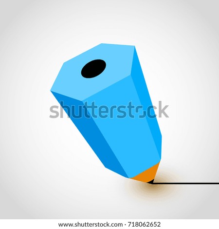 Blue pencil icon on white background. Vector illustration