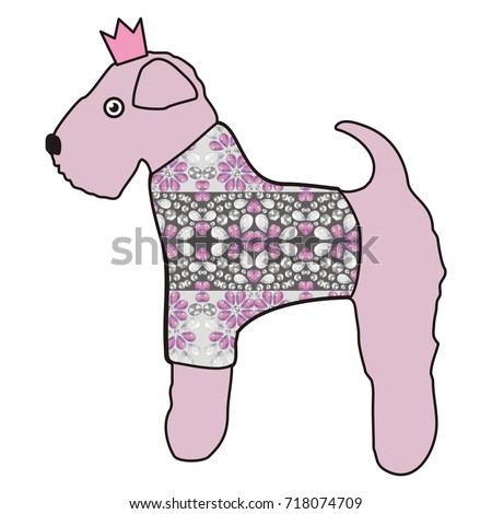 Glamor puppy princess yorkshire terrier pink in fashion clothes with rhinestones for greeting cards, calendars, banners, posters, invitations. Beauty dog is a symbol of the Chinese New Year 2018.
